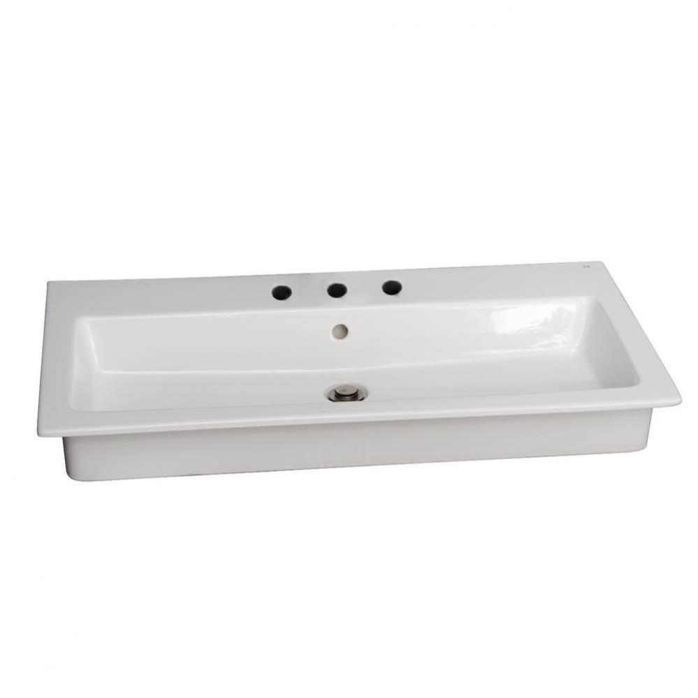 Harmony 47'' Drop-in wash basin 8'' Widespread, White