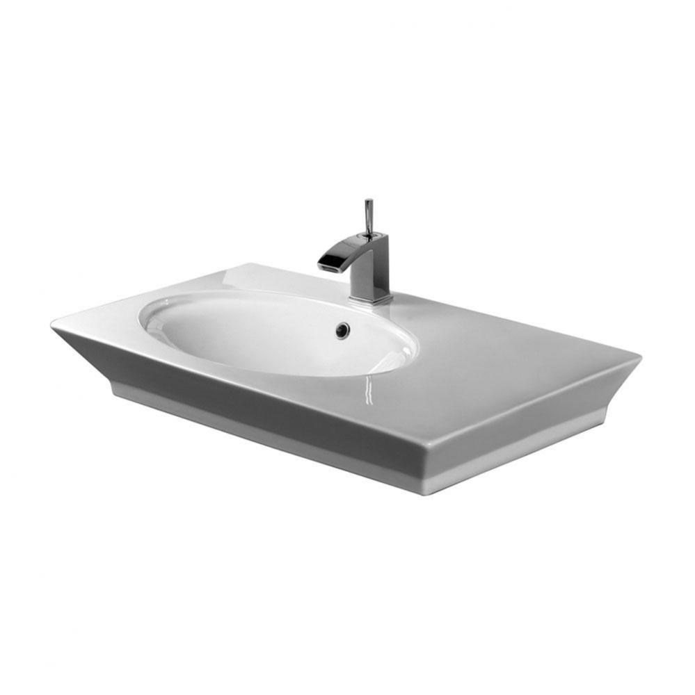 Opulence Above Counter Basin 1-Hole 31-1/2'' White Oval Bowl