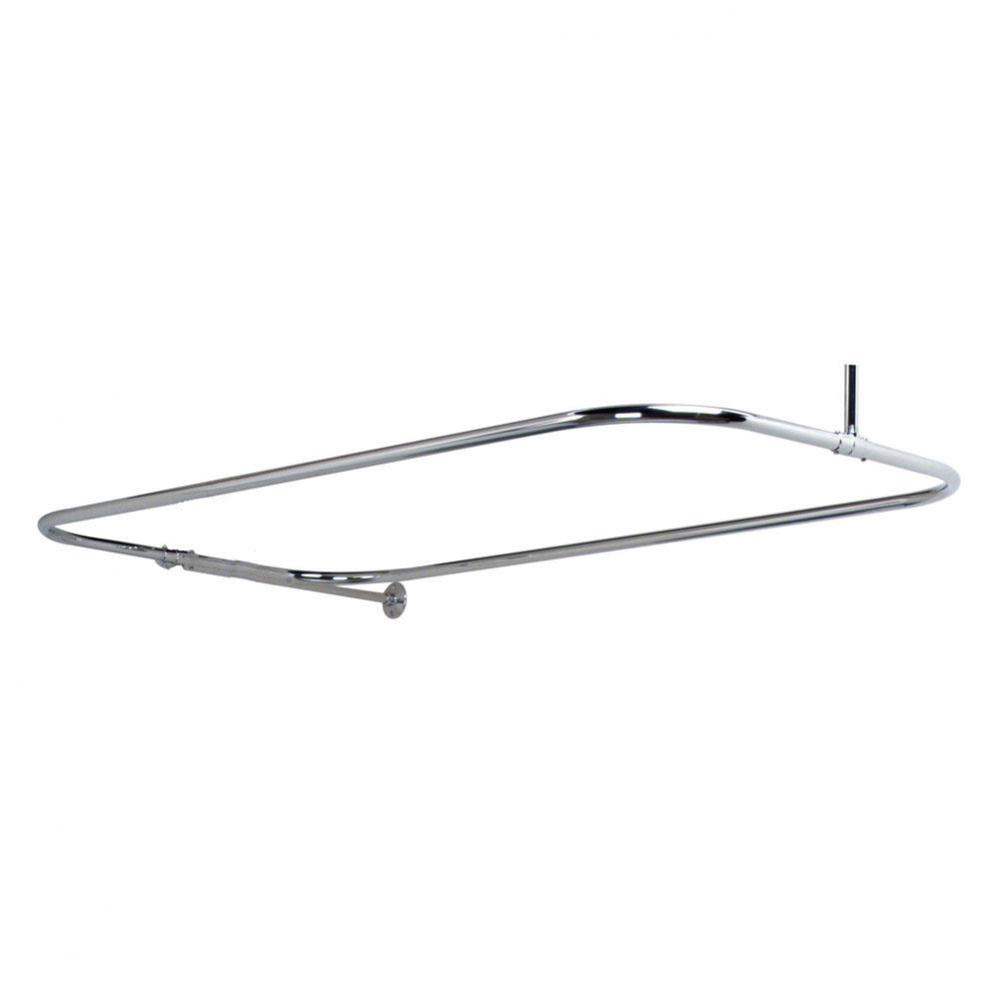 Rectangular Shower Rod, w/Side  Sprt, 54 x 24'', Polish Chrome