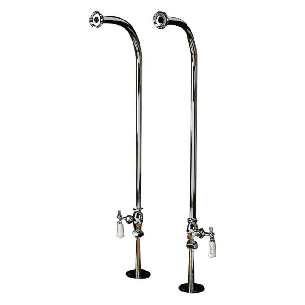 Freestanding Bath Supplies w/ Stops, Porc Hdles, Pol Chrome