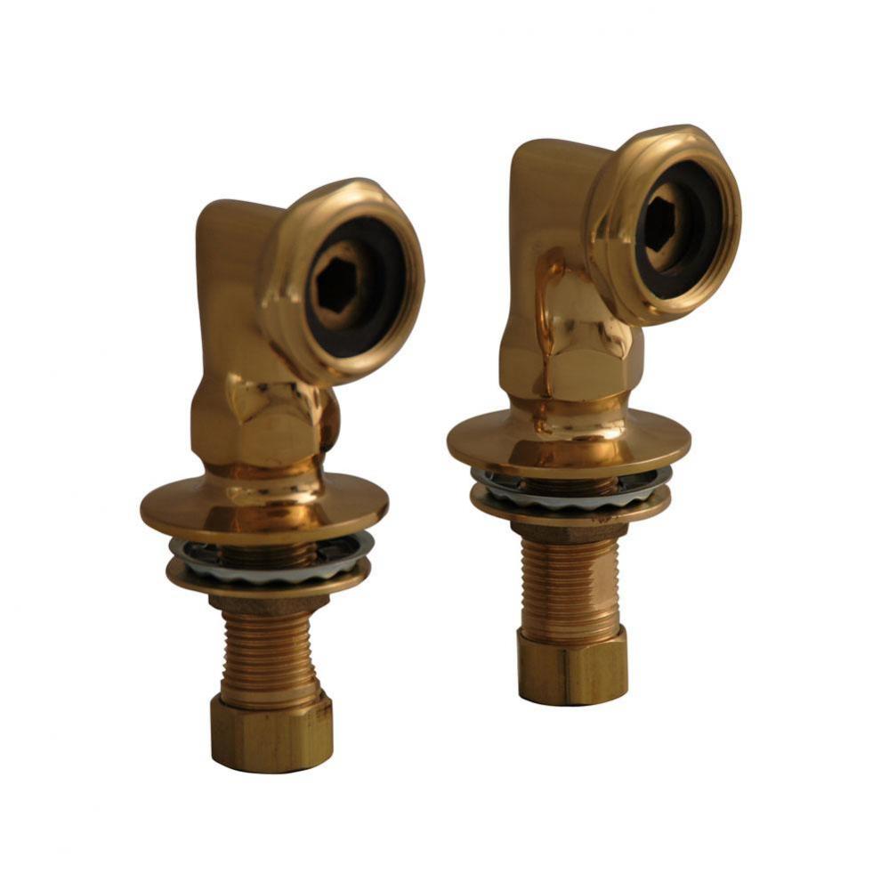Elbows for Deck Mounting, 2'' Pair, Polished Brass