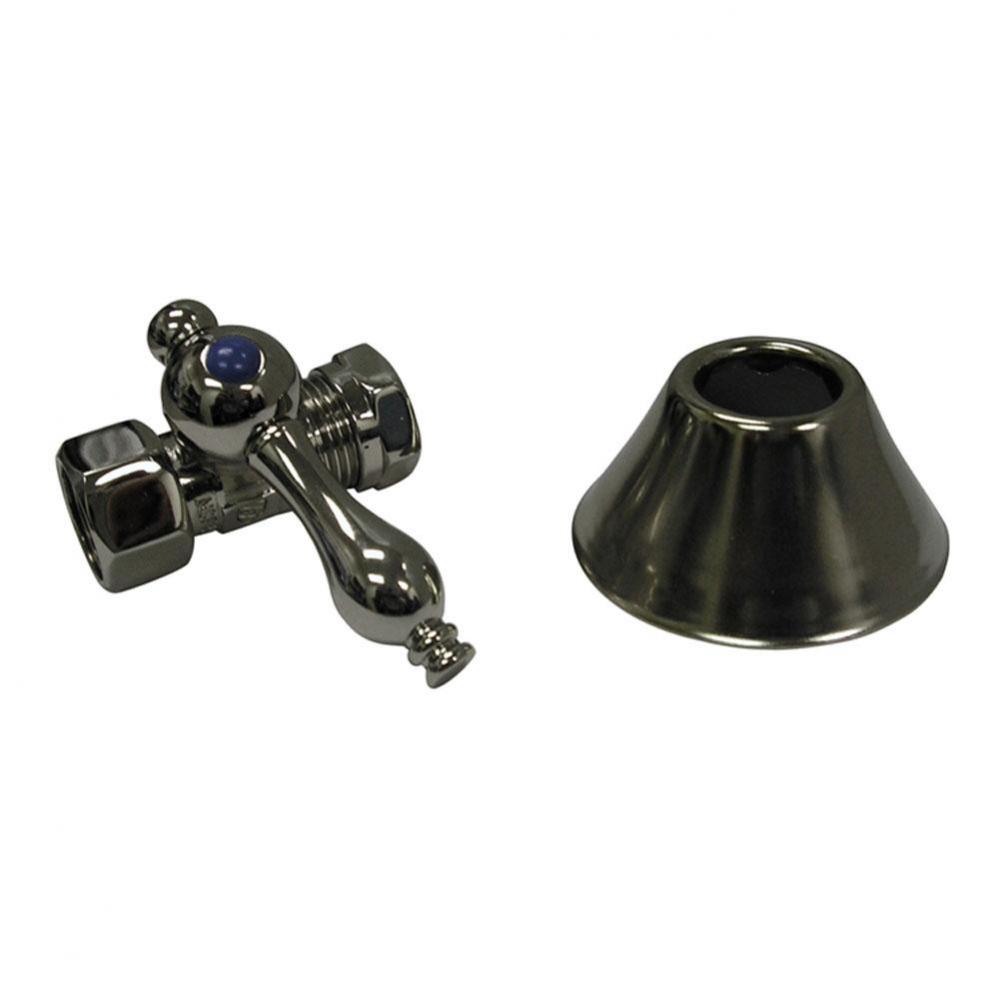 Straight Stop w/Flange, 1/2''  Comp x 1/2'' IPS, Chrome,SET