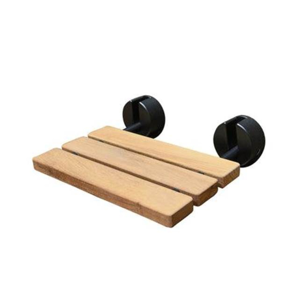 16'' Wall Mount Teak Showerseat Brushed Nickel Round Brackets