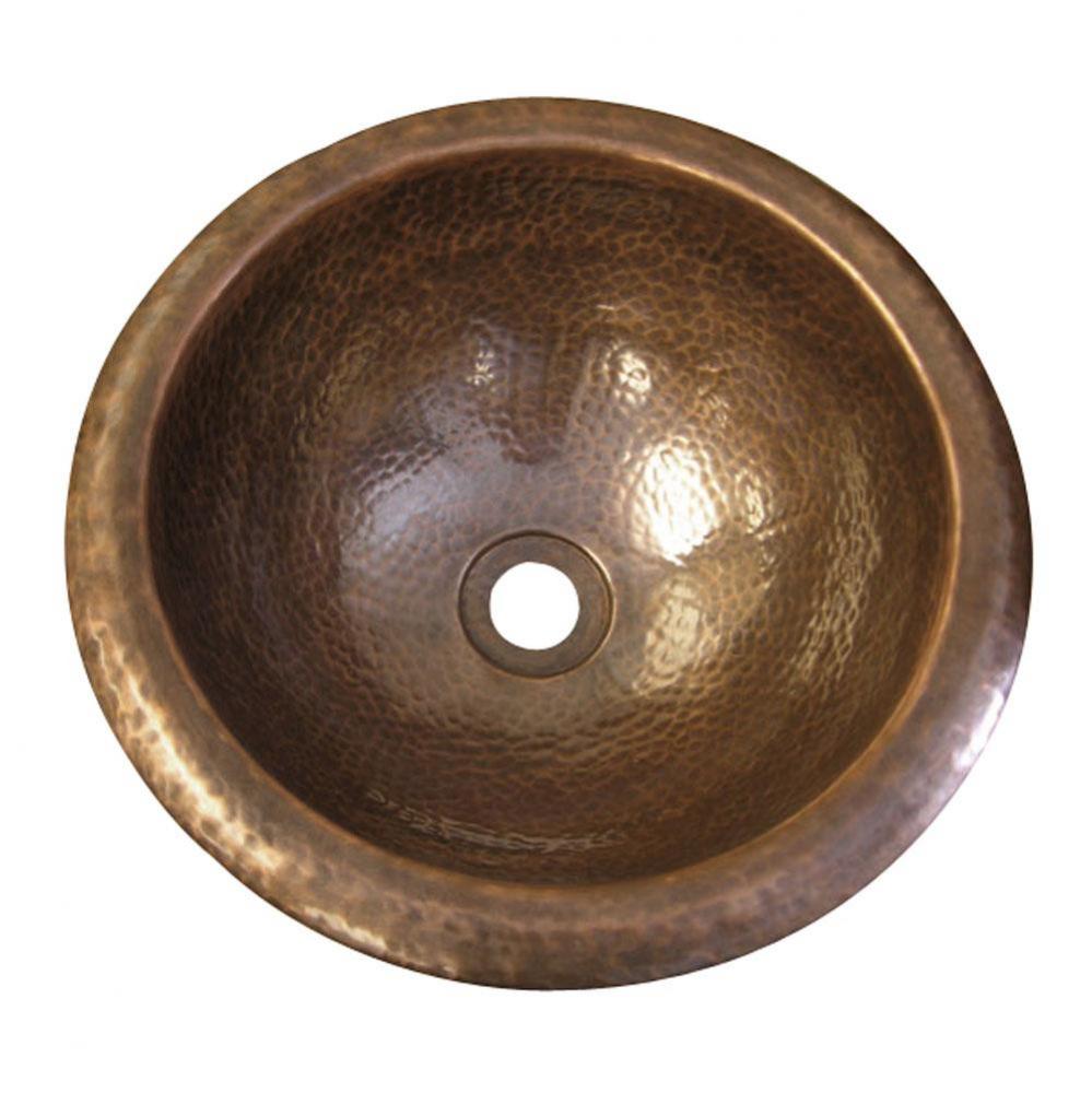 Aldo Round Self Rimming Basin , Hammered Antique Copper