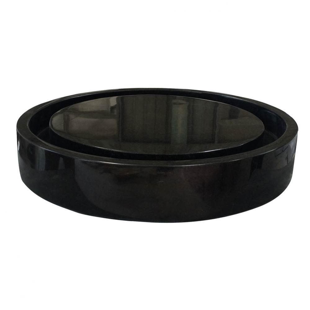Lemoore Round Granite Vessel Polished Black Granite