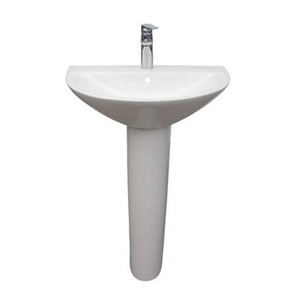 Morning 650 Pedestal Lavatory W/8'' Widespread,Overflow,WH