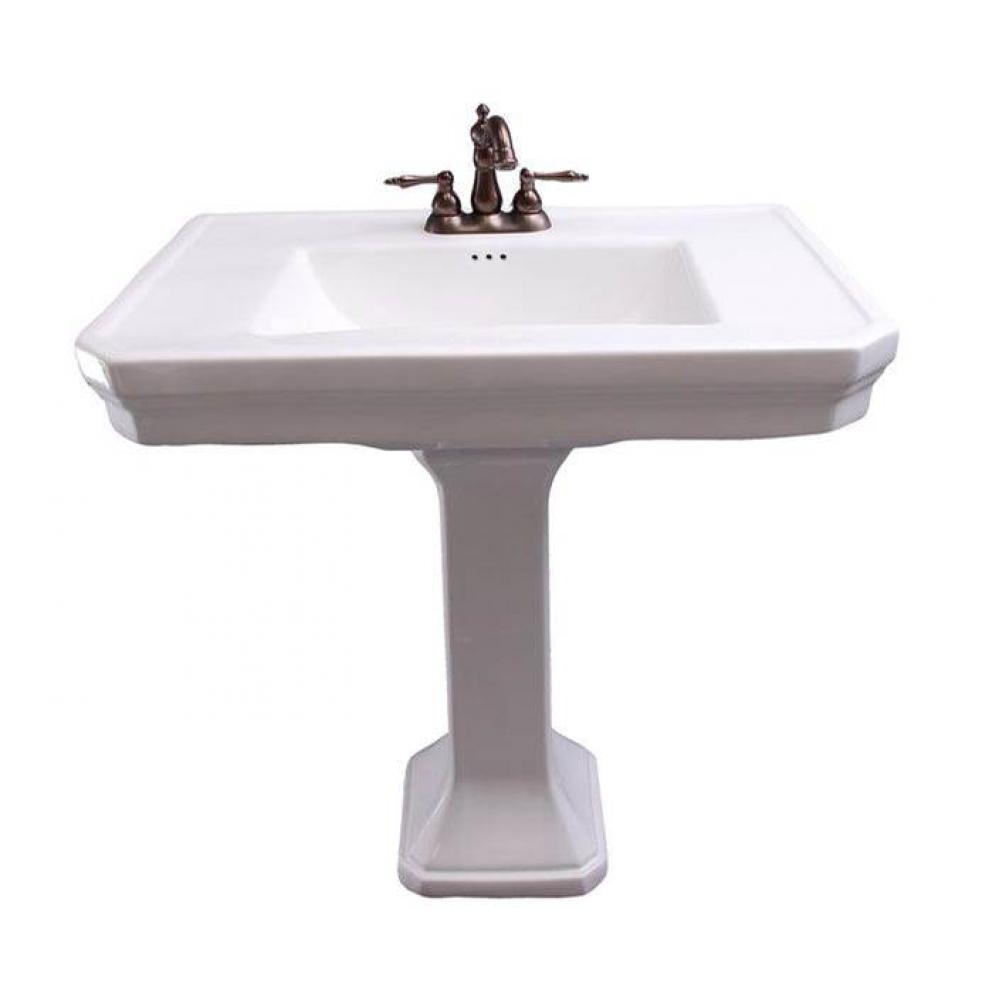 Corbin Rectangular Pedestal Lavatory, White-1 hole