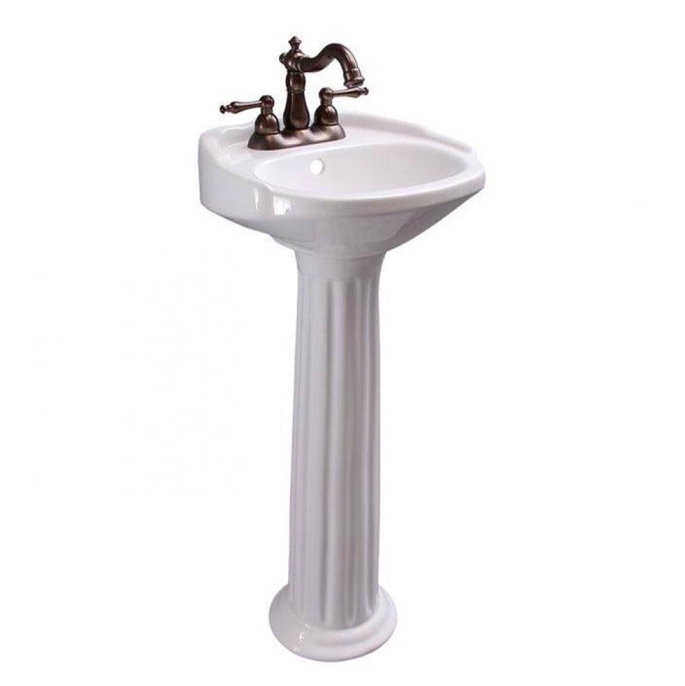 Silvi 15'' Pedestal Lavatory 4'' Center Set,White