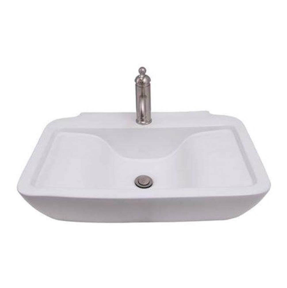 Leeds 25'' Rect Wall Hung Basin 6'' Centerset,White