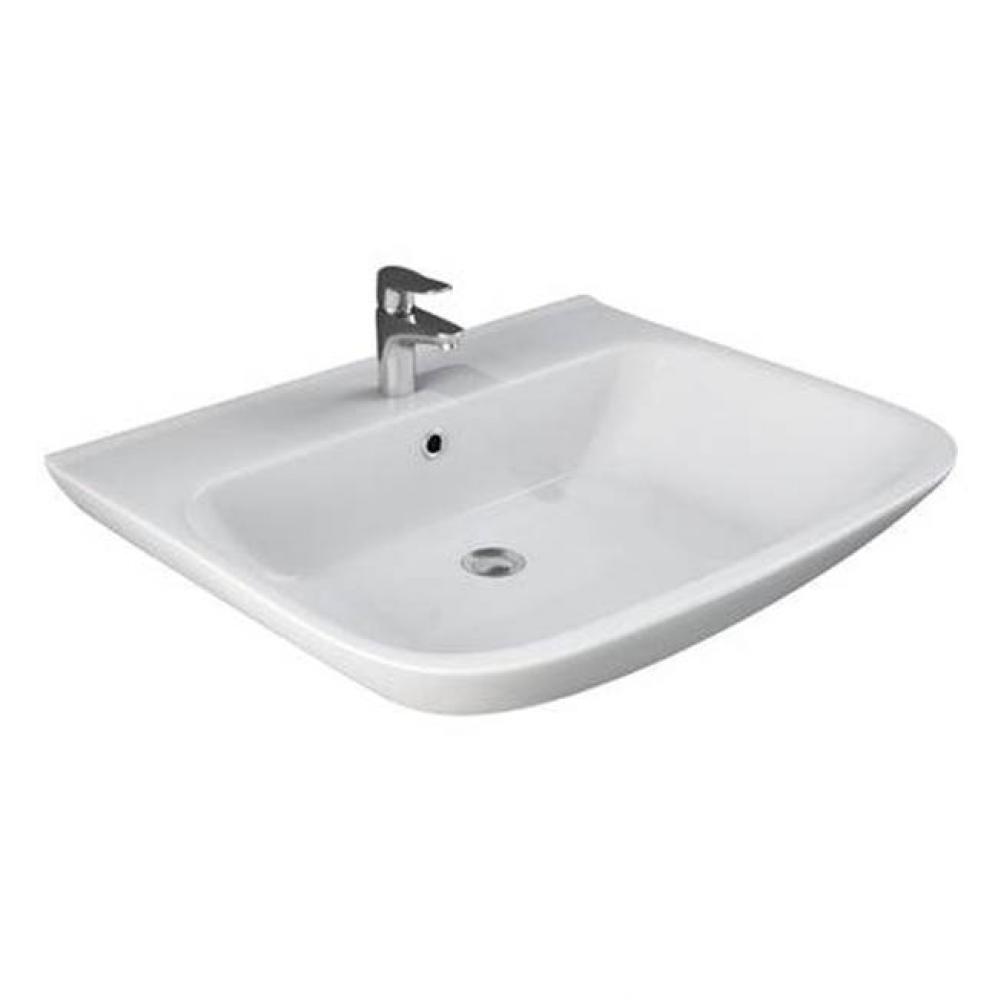 Eden 650 Wall-Hung Basin, 1-Hole, White