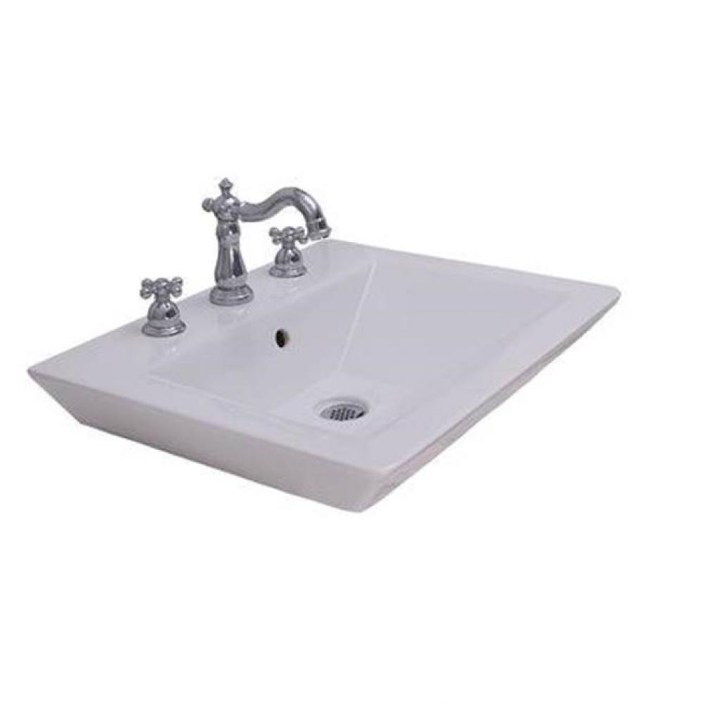 Opulence 23'' Wall-Hung Basin, White, Rect. Bowl, 4'' CS