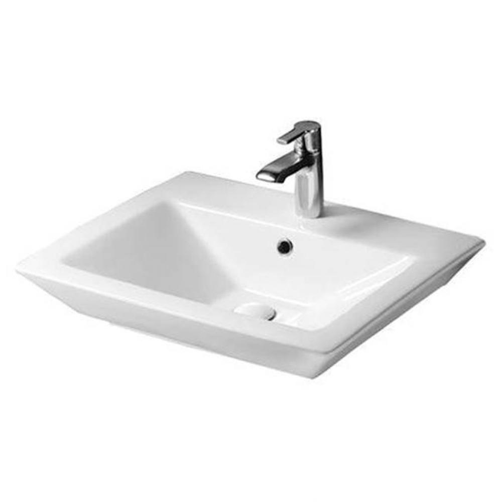 Opulence Above counter Basin 23'', White, Rect Bowl, 4'' cc