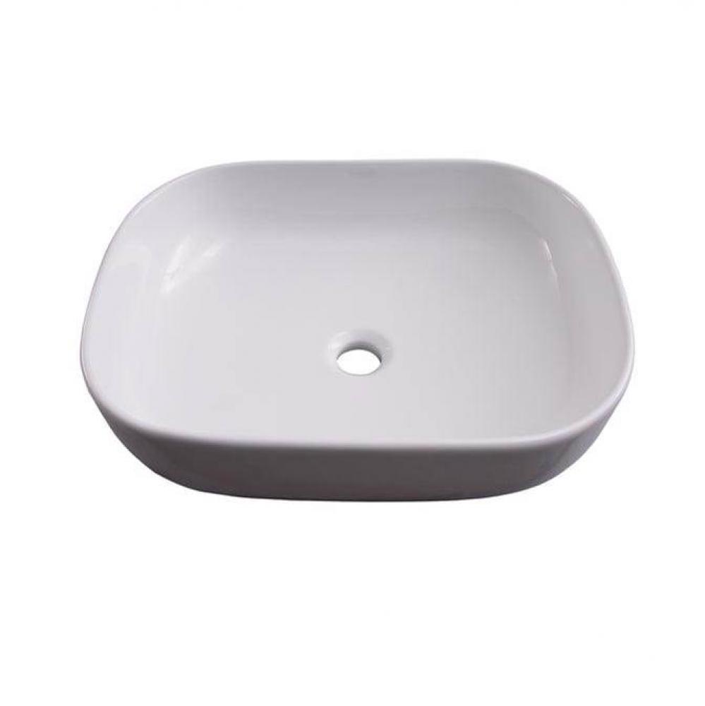 Paulette Above Counter Basin 20'', Rect, No Faucet Holes, WH