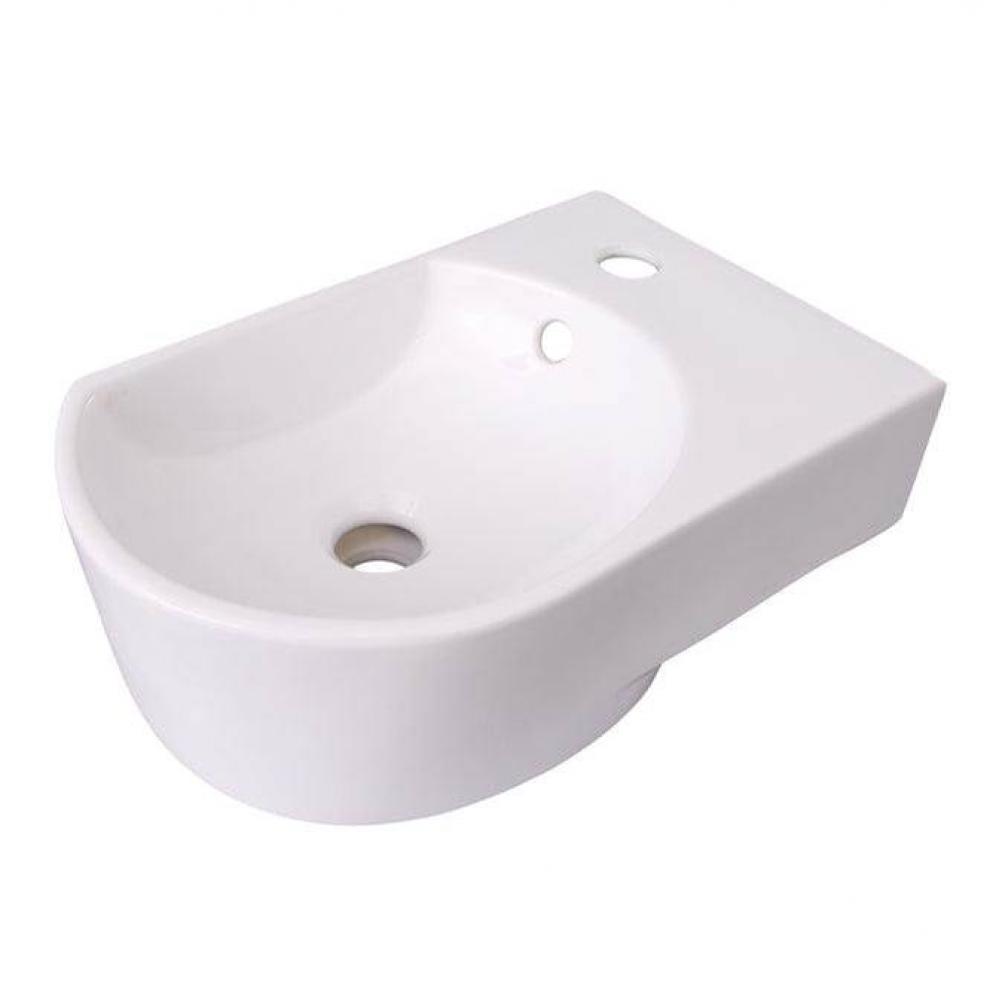 Ambia Rect WallHung 16'',Circle Basin, Faucet hole on Right,WH