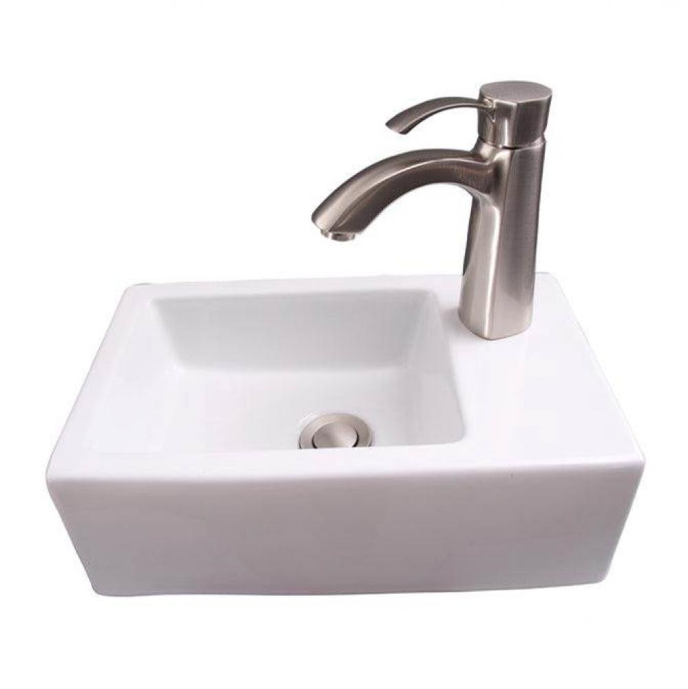 Avilla Rect Wall Hung 15'' Faucet hole on Right, White