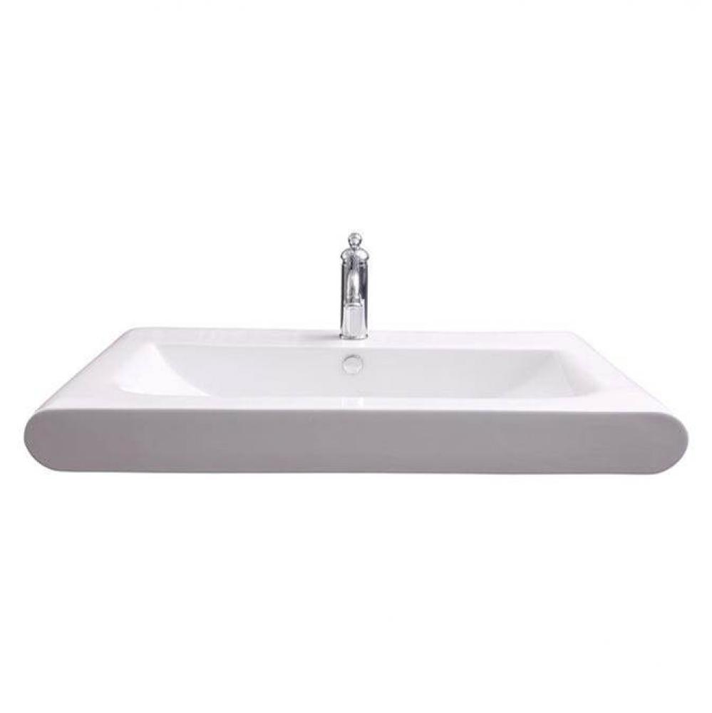 Tevis Rect 36'' Wall Hung, 1 Faucet hole,Overflow, White