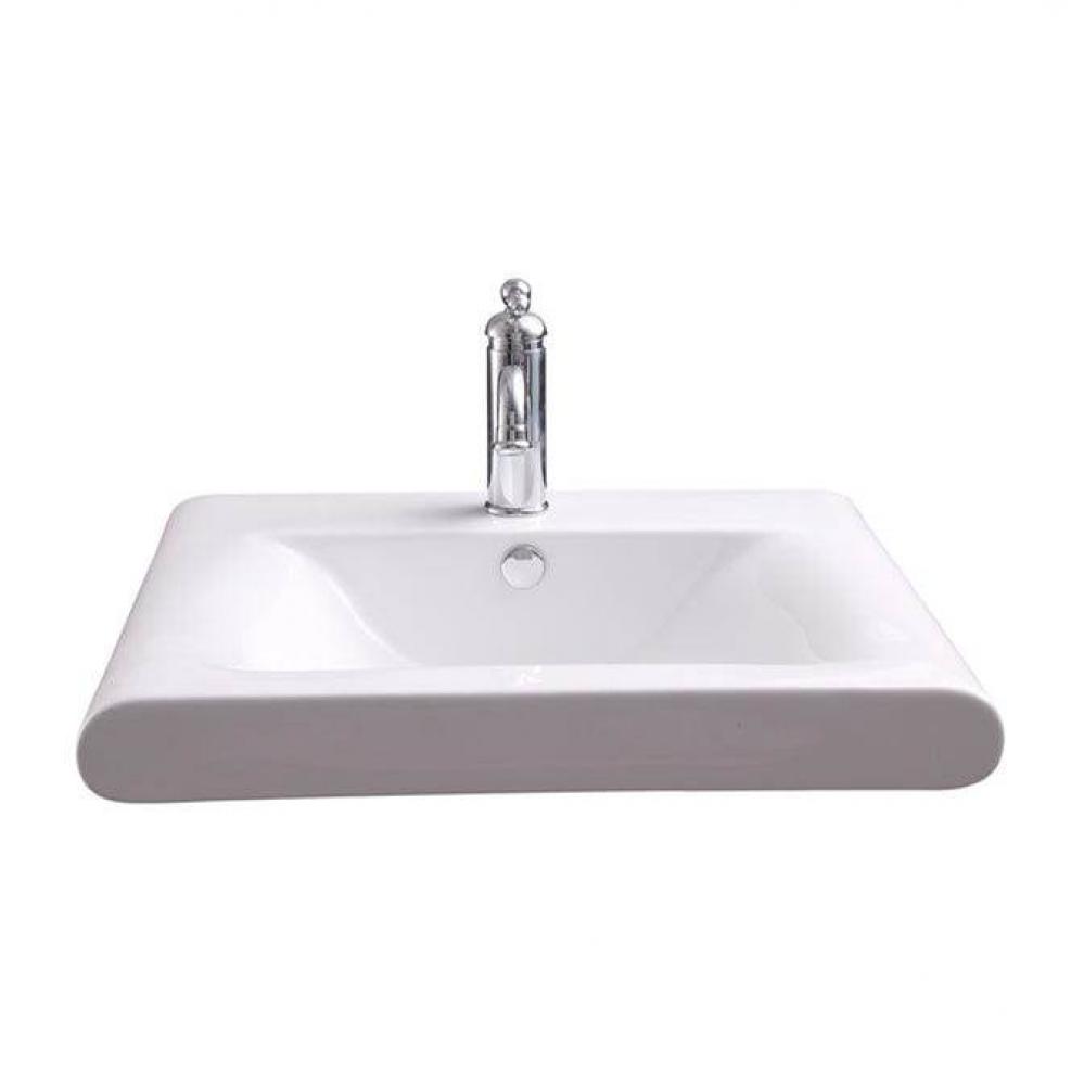 Thad Rectangular 24'' Wall Hung 1 Faucet hole,Overflow, White
