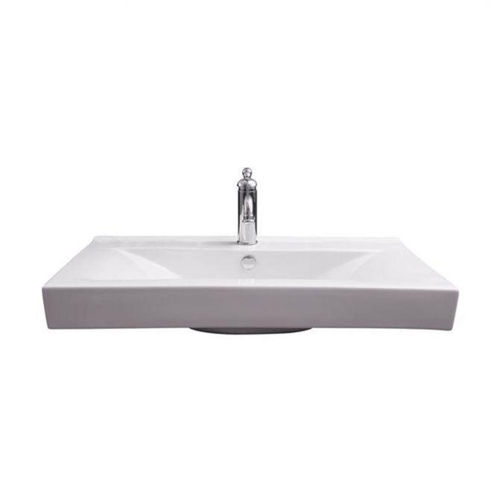 Twain Rect 32'' Wall Hung, 1 Faucet hole,Overflow, White