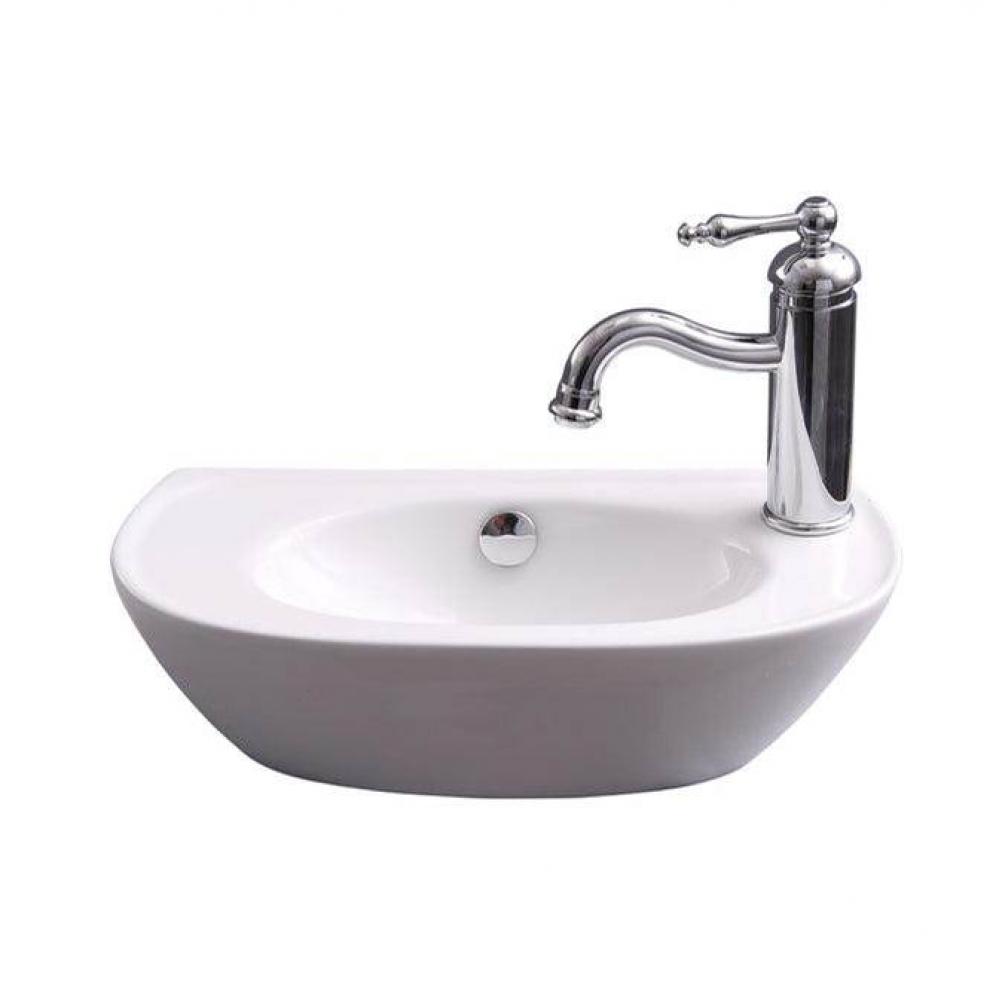 Nimah Wall Hung 17-3/8'', Right Faucet Hole,Overflow, White