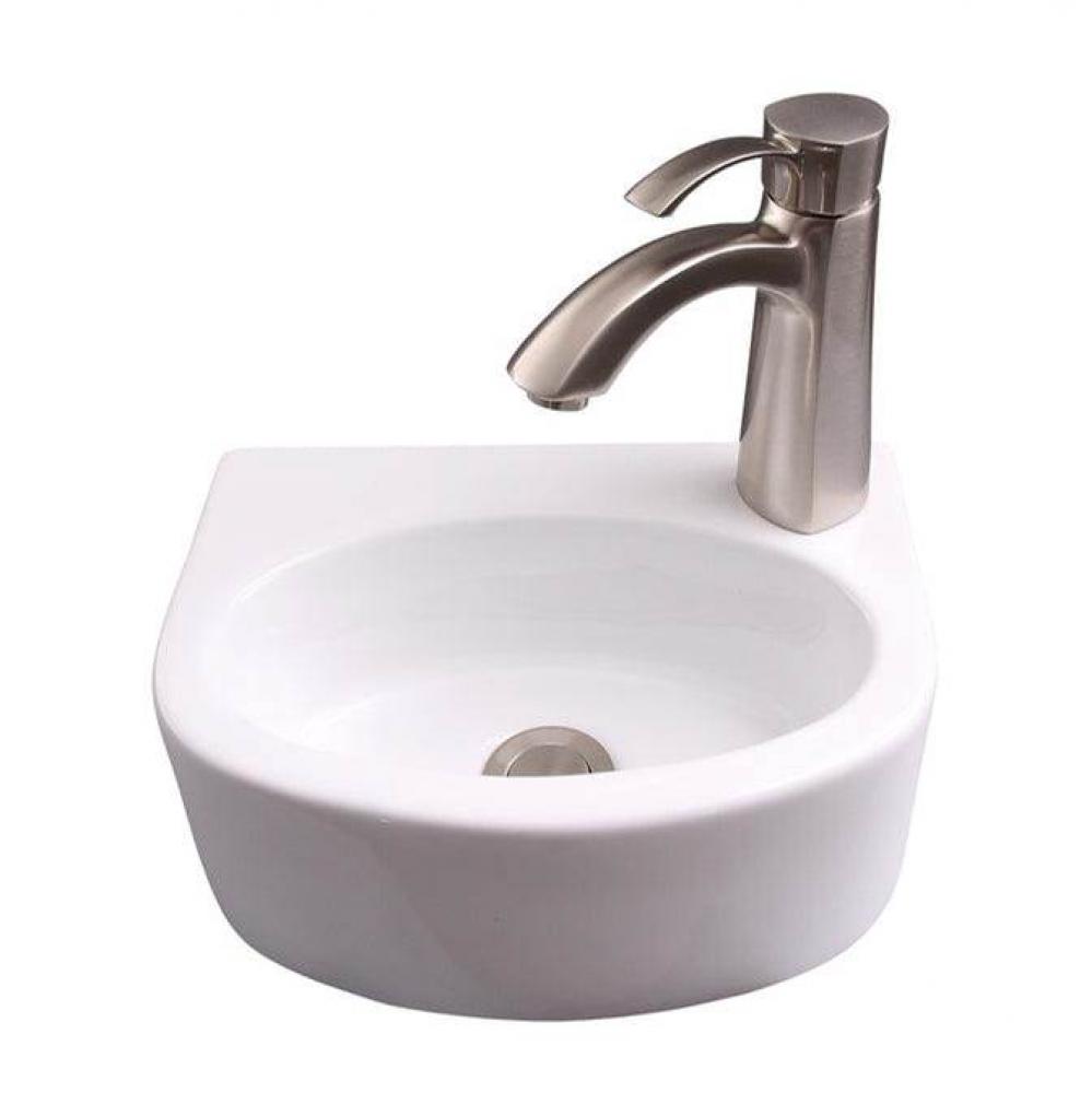 Cadiz Wall Hung Basin 12'', Circle, 1 Faucet Hole, White