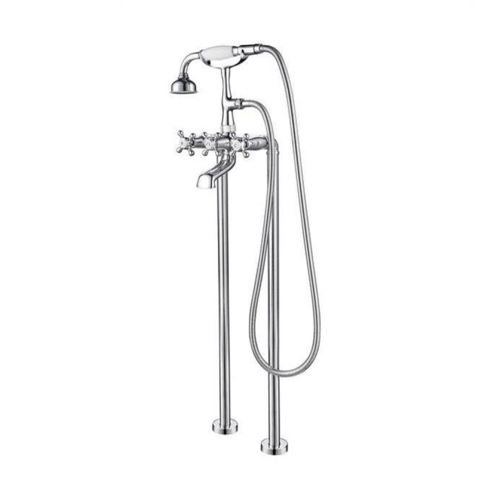 Freestanding Tub Faucet W/Hand Shower, 6'' Straight Body,CP