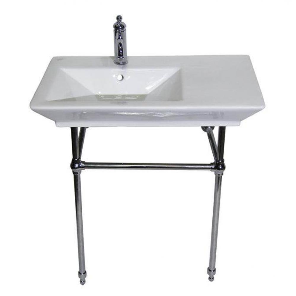 Opulence Console 31-1/2'', Rect Bowl, 8'' WS, White, CP Stand