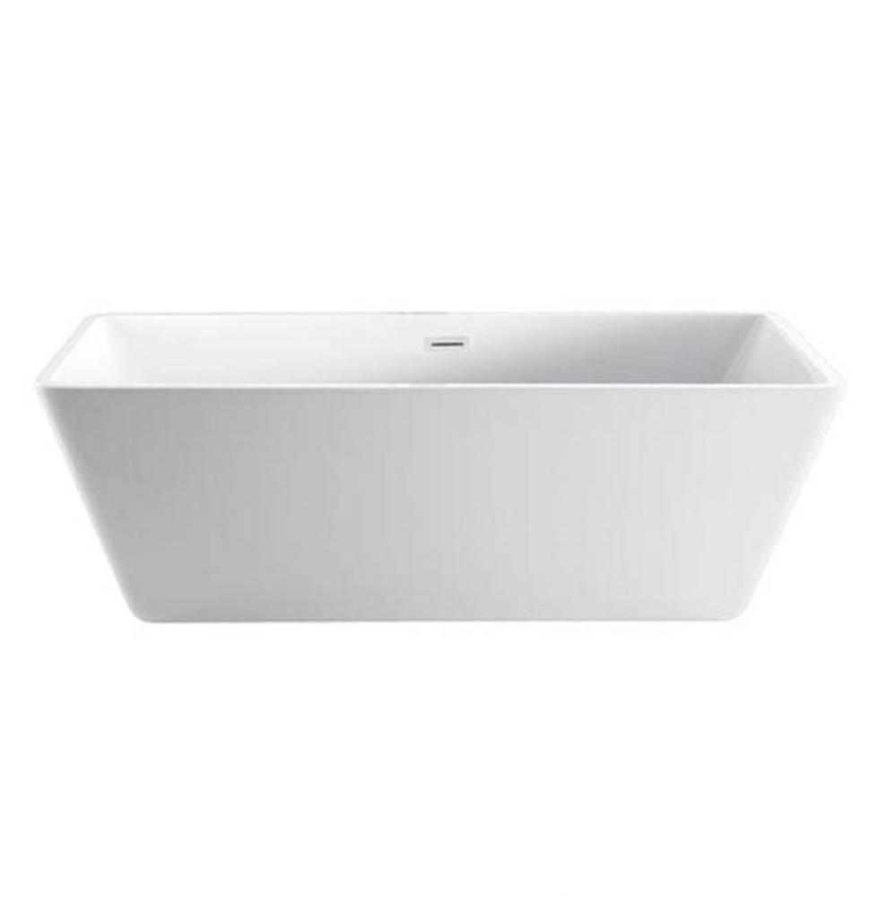 Siren 64'' AC Rect Tub With Internal OF Drain Chrome, WH