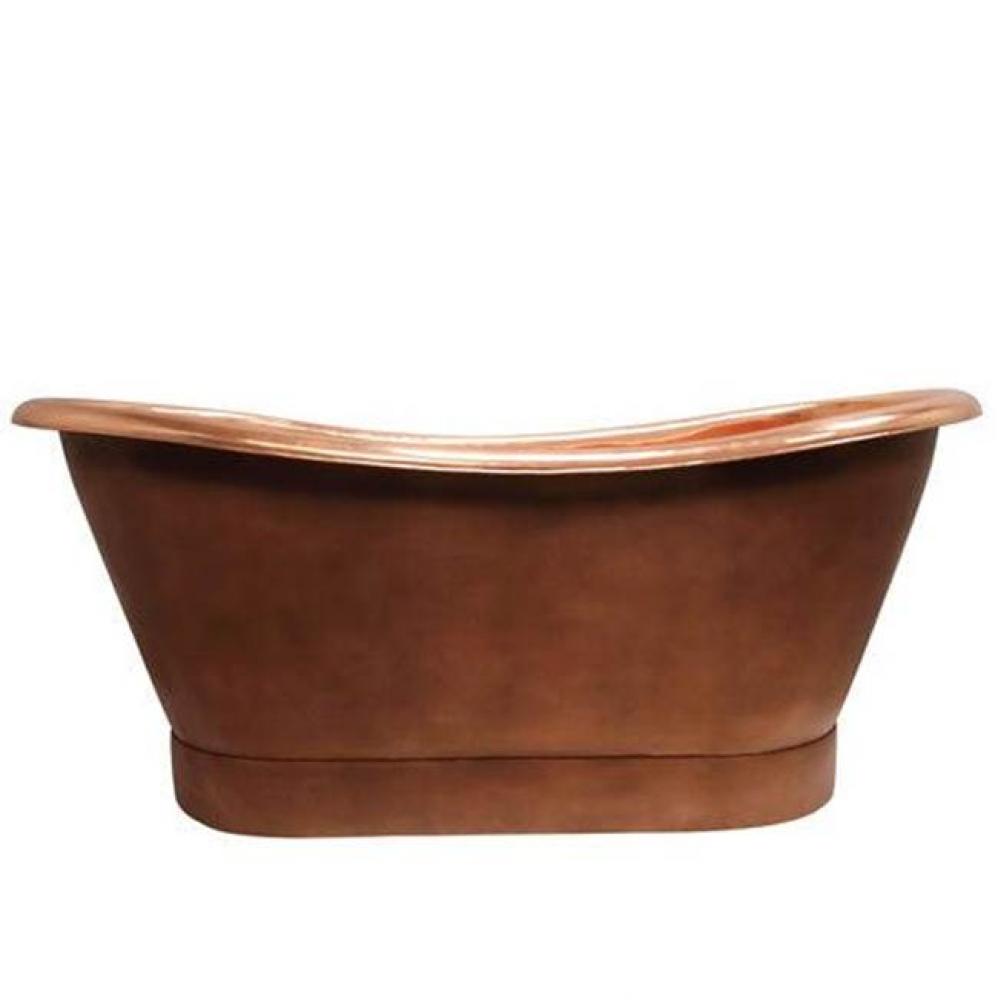 Chopin Dbl Slipper Tub w/ Base 70'', Polished Int, No Holes