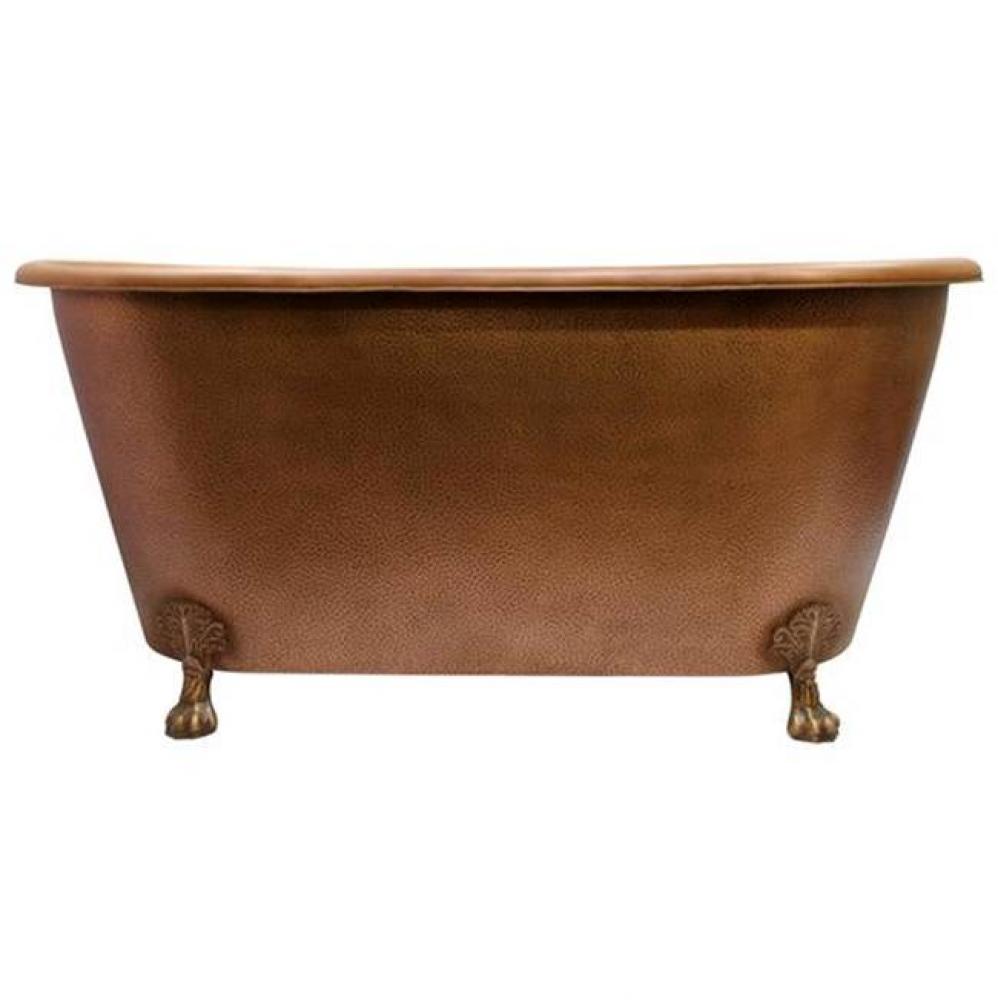 Panya 68'' Roll Top Copper Tub, ClawFoot PB,Antique Copper