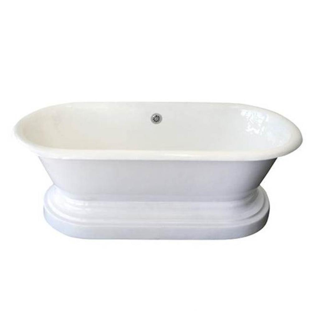 Duet Cast Iron Dbl Roll Tub WH w/base, 66'', 7'' Holes