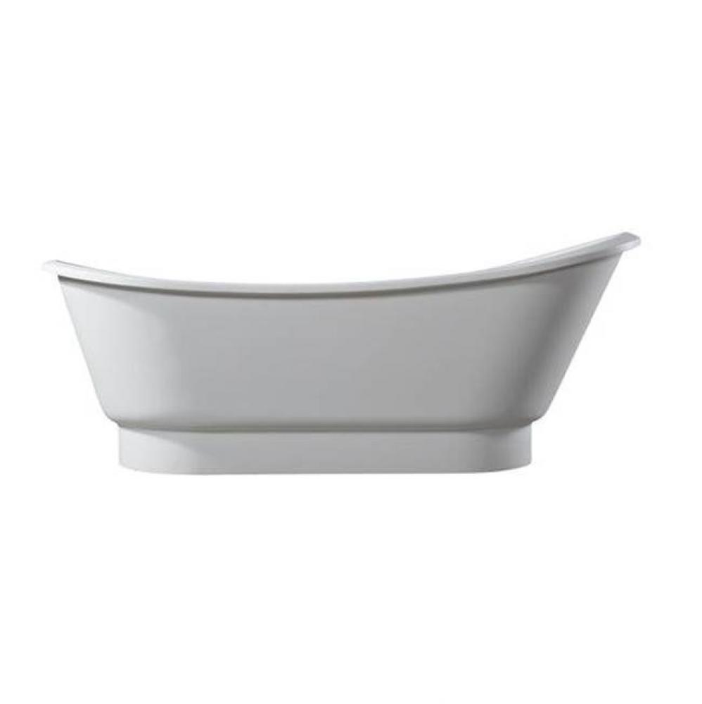 Becki 67'' Freestanding DBL Slipper BARstone Tub ,Matte WH