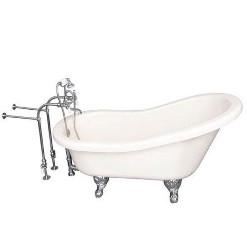 Tub Kit 60'' AC Slipper, Tub Filler, Supplies, Drain-Chrome