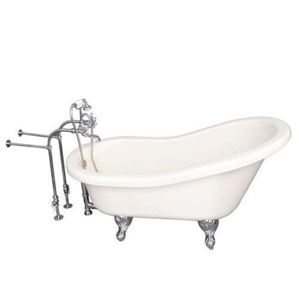 Tub Kit 60'' AC Slipper, Tub Filler, Supplies, Drain-Chrome