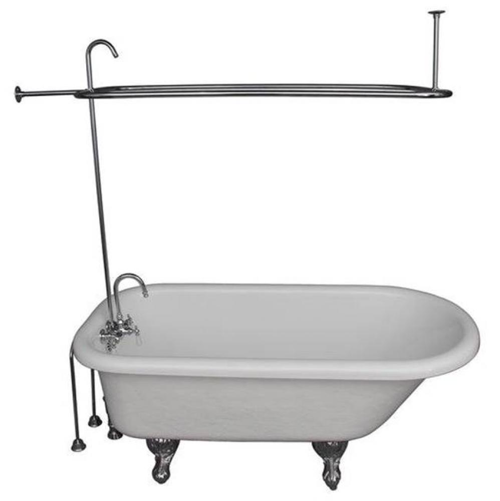 Tub Kit 60'' AC Roll Top, Shwr Unit, Supplies, Drain-Chrome