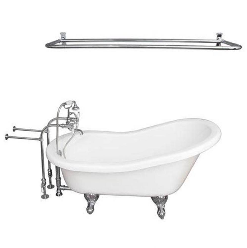 Tub Kit 67'' AC Slipper, Filler Shwr Rod,Supplies,Drain-Chrome