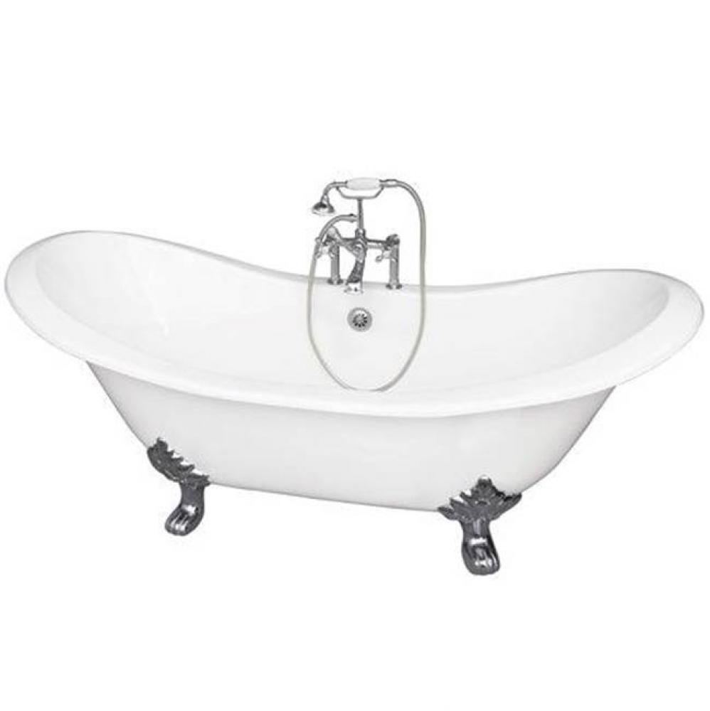 Tub Kit 71'' CI Dbl Slipper Filler, Supplies, Drain-Chrome