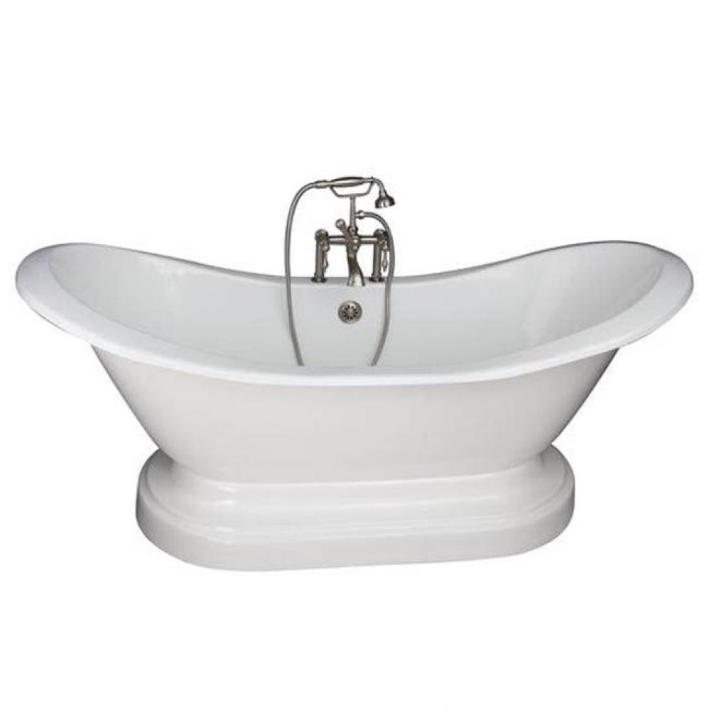 Tub Kit 71'' CI Dbl Slipper, Filler, Supplies, Drain-Chrome