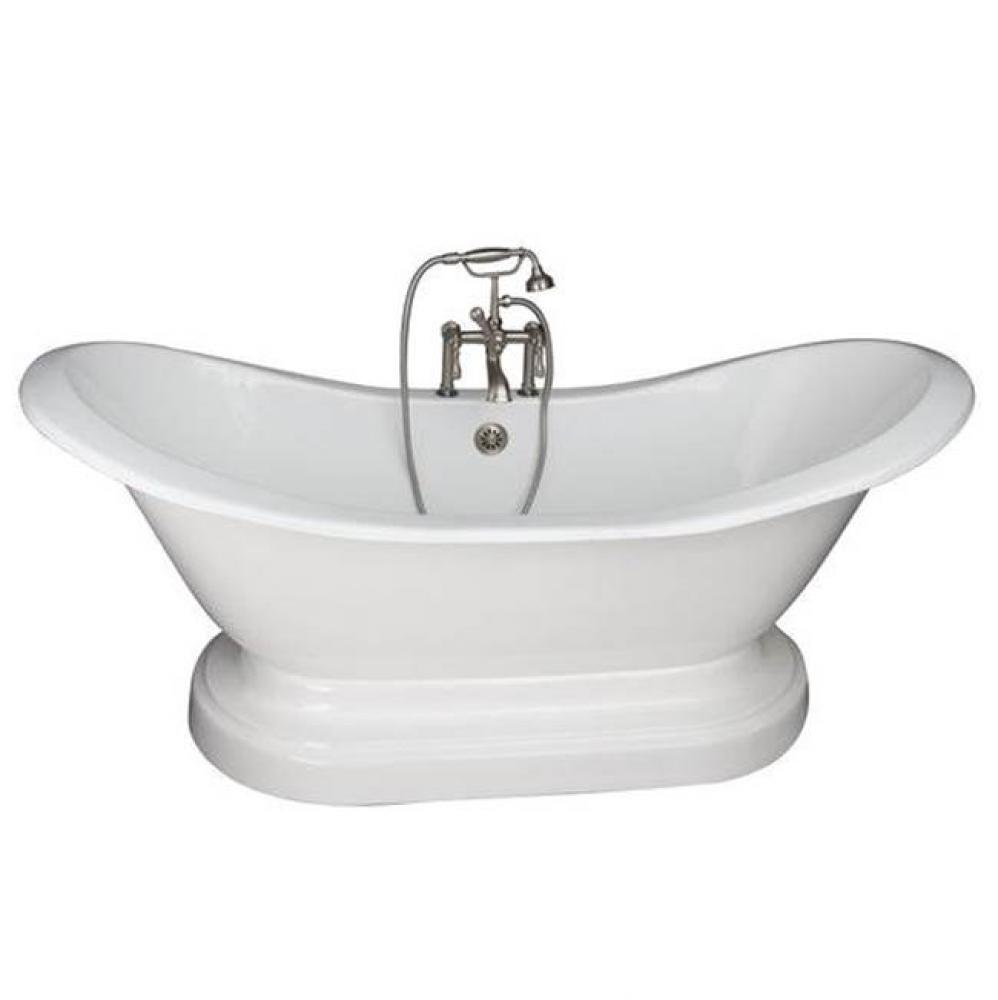 Tub Kit 71'' CI Dbl Slipper, Filler,Supplies,Drain-Brsd Nkl