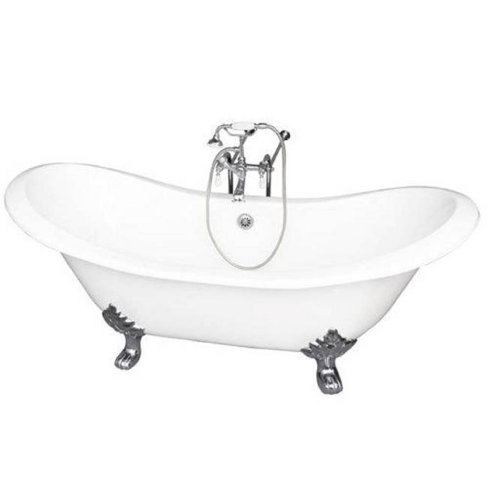 Tub Kit 71'' CI Dbl Slipper Filler, Supplies, Drain-Chrome