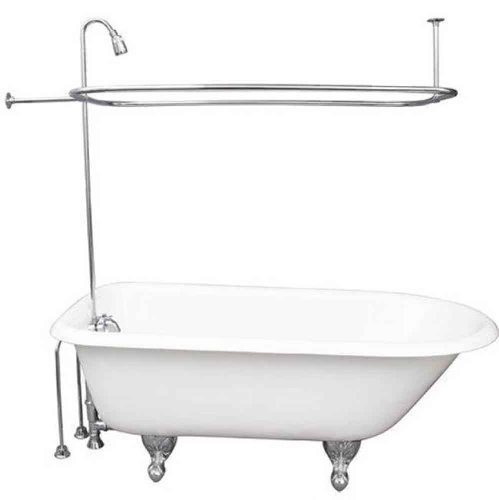 Tub Kit 67'' CI Roll Top, Shwr Unit, Supplies, Drain-Chrome