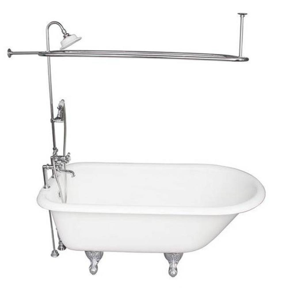 Tub Kit 60'' CI Roll Top, Shwr Unit, Supplies, Drain-Chrome