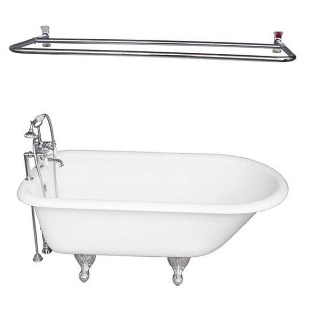 Tub Kit 60'' CI Roll Top, Shwr Unit, Supplies, Drain-Chrome