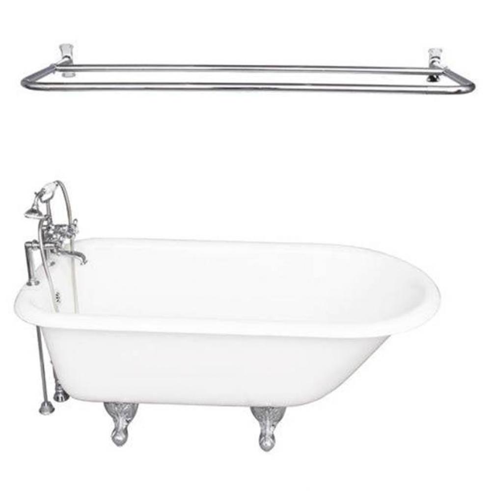 Tub Kit 60'' CI Roll Top, Shwr Unit, Supplies, Drain-Chrome