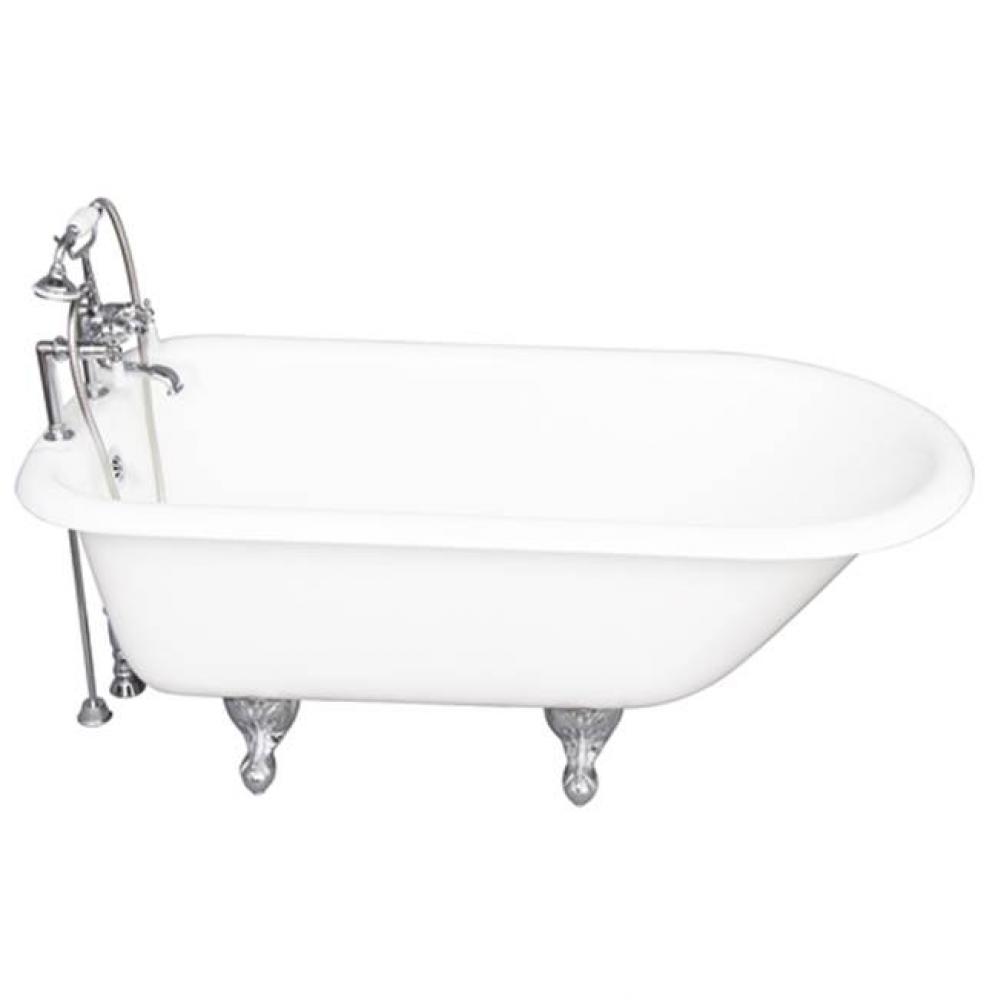 Tub Kit 67'' CI Roll Top, Tub Filler, Supplies, Drain-Chrome