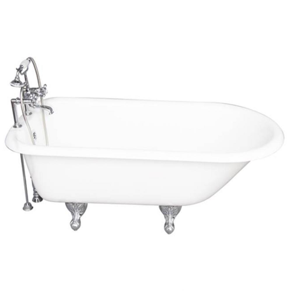 Tub Kit 67'' CI Roll Top, Tub Filler, Supplies, Drain-Chrome