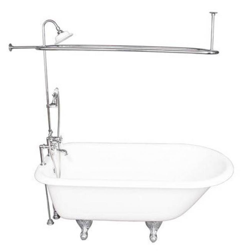 Tub Kit 67'' CI Roll Top, Shwr Unit, Supplies, Drain-Chrome