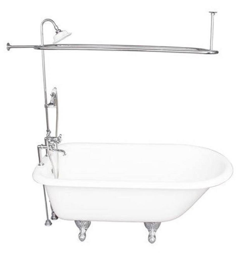 Tub Kit 67'' CI Roll Top, Shwr Unit, Supplies, Drain-Chrome