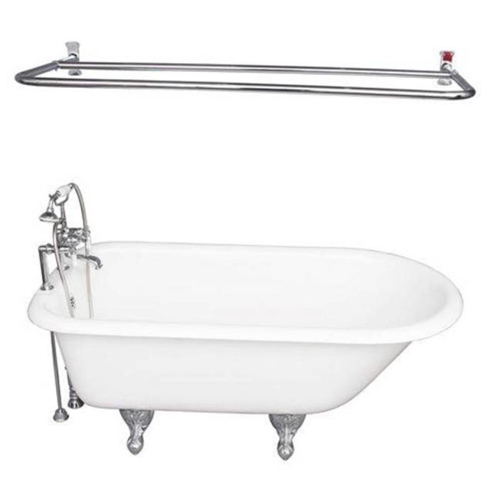 Tub Kit 67'' CI Roll Top, Shwr Rd,Filler,Supplies, Drain-Chrm