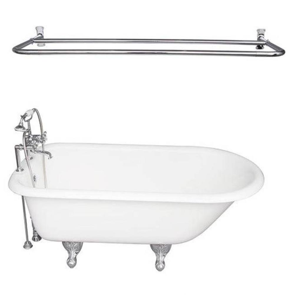 Tub Kit 67'' CI Roll Top, Shwr Rd,Filler,Supplies, Drain-Chrm