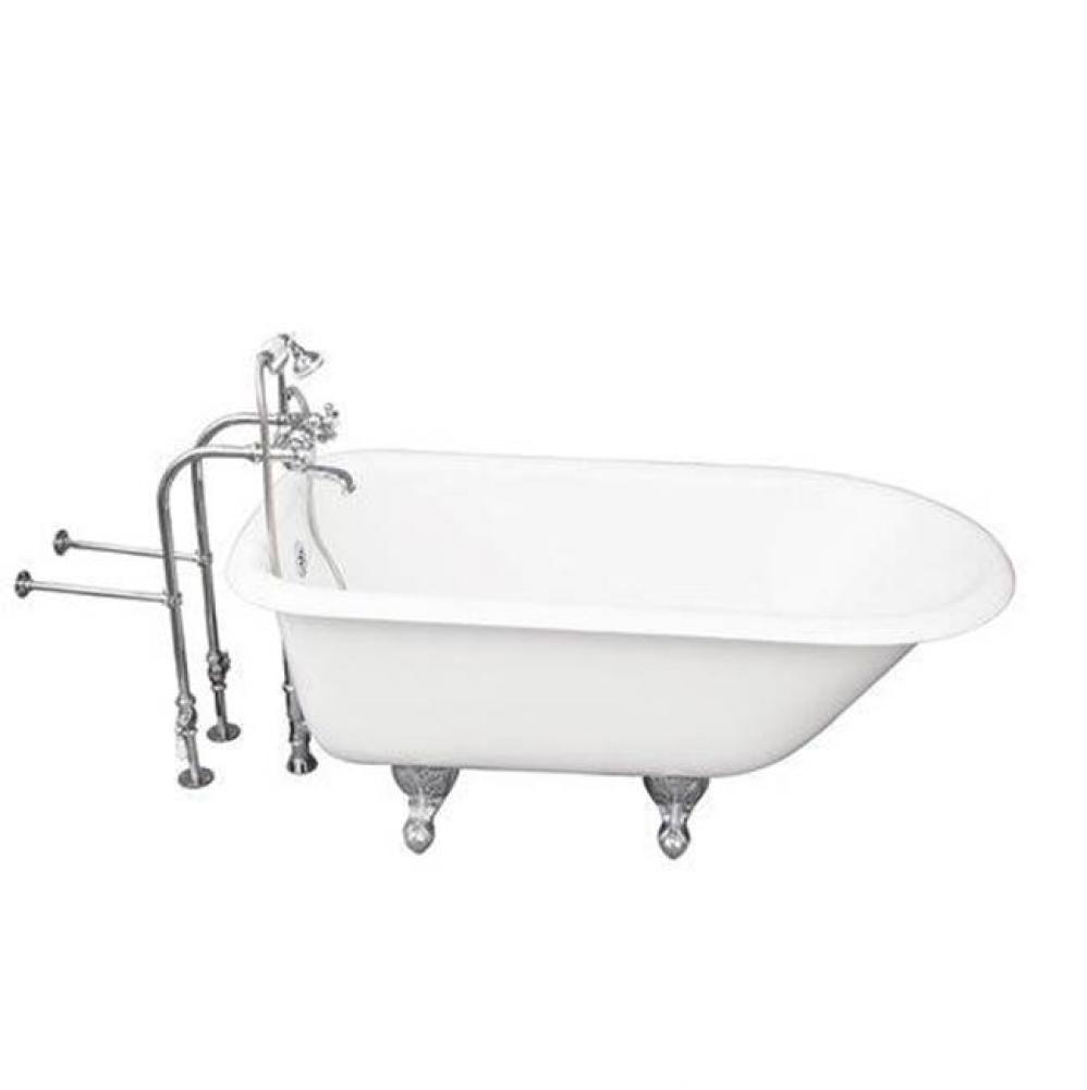 Tub Kit 54'' CI Roll Top, Tub Filler, Supplies, Drain-Chrome